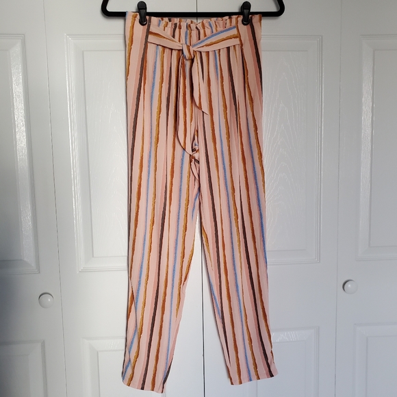 NEW BCBGeneration Stripe Paperbag Waist Pants - Picture 11 of 11